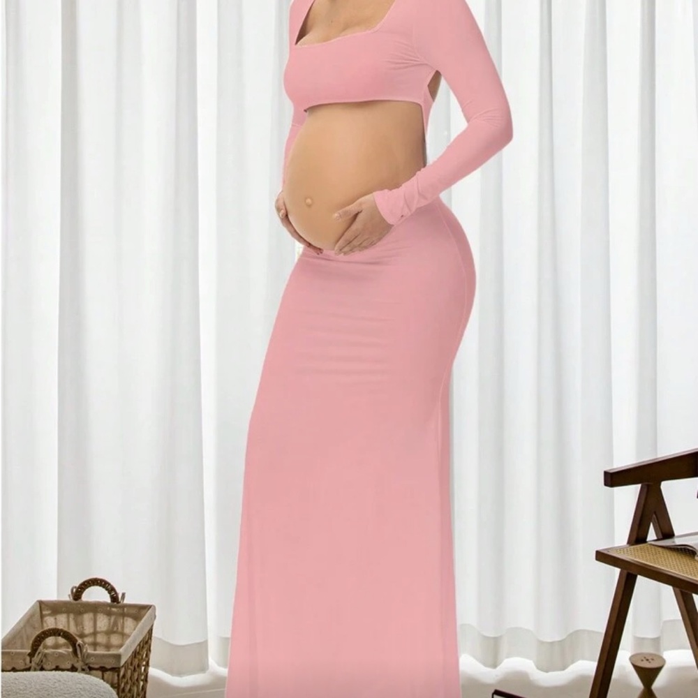 Elegant Pink Maternity Dress